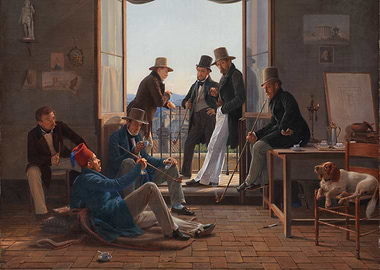 Men with Pipes on a Balcony