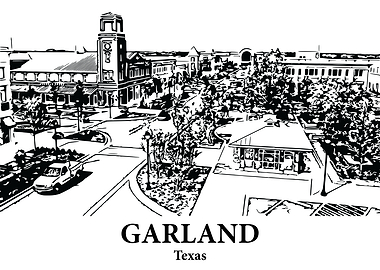 Garland Texas Cityscape Drawing