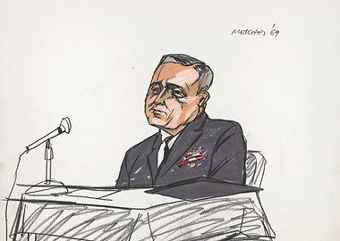 Sketch of Man at Press Conference