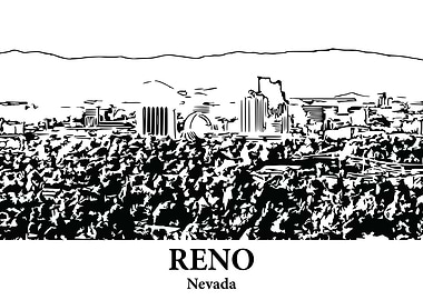 Reno Nevada Skyline Drawing