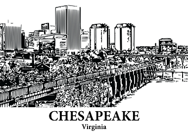 Chesapeake Virginia Skyline Drawing
