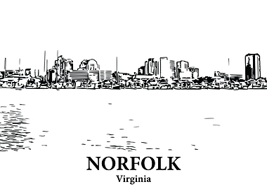 Norfolk Virginia Skyline Drawing