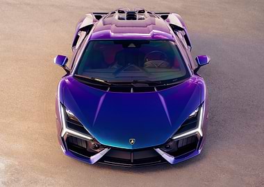 Purple and Blue Lamborghini Top View