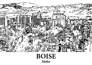 Boise Idaho Skyline Drawing