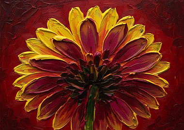 Vibrant Flower Painting with Textured Petals