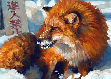 Fox in Snow Painting