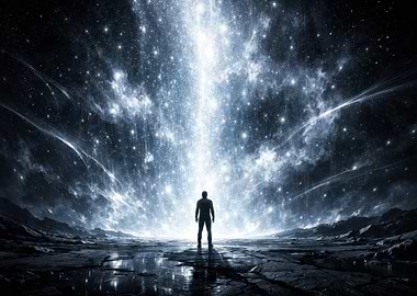 Man Staring at Cosmic Light