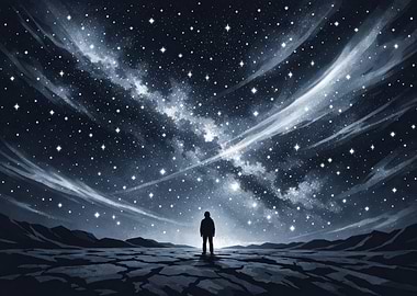 Person Under Starry Night Sky