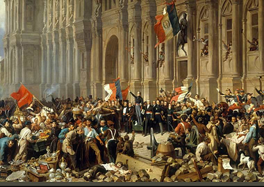 Lamartine in front of the Town Hall of Paris rejects the red flag