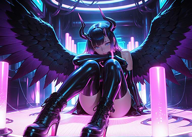 Scifi Angel Girl with Horns