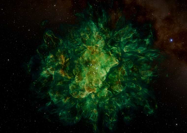 Green Nebula in Starry Space