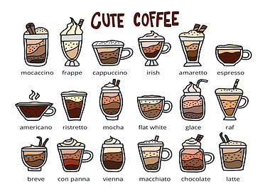 Cute Coffee Drinks Illustration
