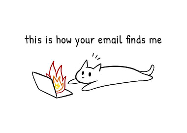 Burning Email Cat Cartoon