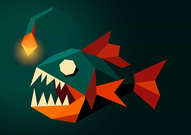 Blinded by lies. Geometric Anglerfish Illustration