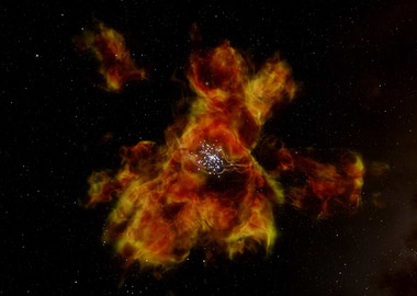 Fiery Nebula with Star Cluster