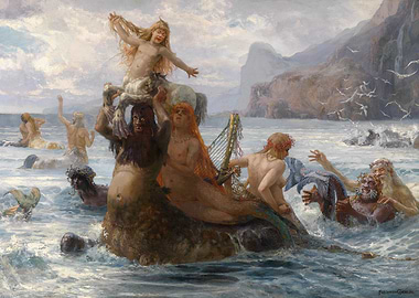 Mermaids and Tritons in the Sea