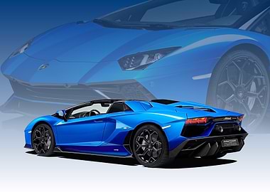 Blue Lamborghini Aventador Roadster