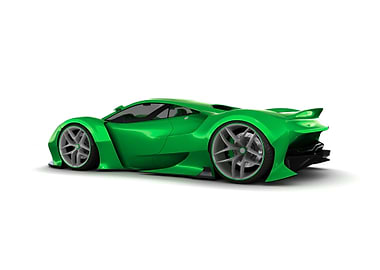 Green Sports Car on White Background
