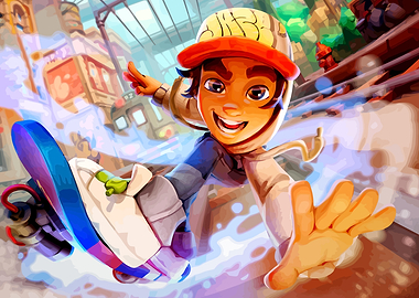 Subway Surfers Character on Hoverboard