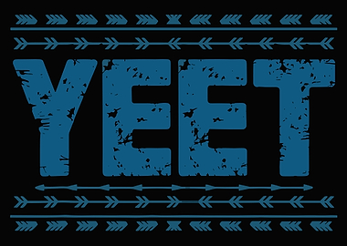 YEET Poster, Blue Graphic Wall Art, Distressed Typography Print, Modern Minimalist Decor