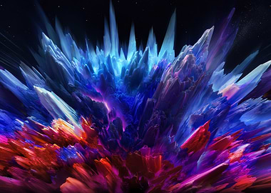 Abstract Colorful Crystal Explosion
