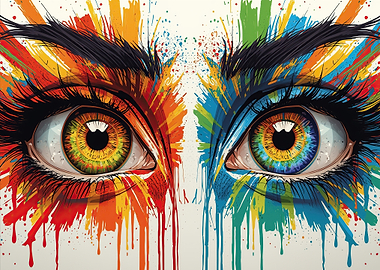 Colorful Eyes with Paint Splatters