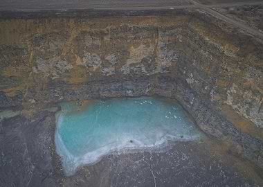 Aerial View of Turquoise Lake in Quarry
