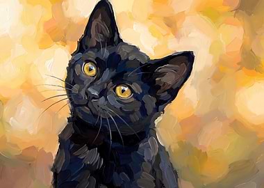 Black Cat Portrait Painting