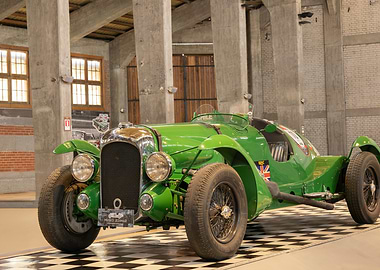 Vintage Green Race Car Display