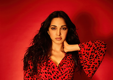 Kiara Advani portrait in red dress