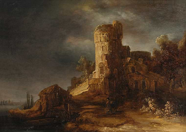 Old Castle by the Sea Painting