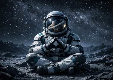 Meditating Astronaut on a Distant Planet