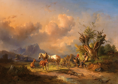 Pastoral Landscape with Figures and Animals