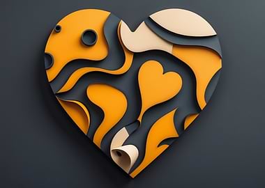 Abstract Heart with Paper Cut Design