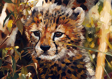 Cheetah Cub Portrait Painting