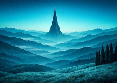 Blue Mountain Landscape with Tower Peak