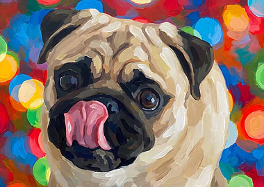 Pug Portrait with Bokeh Background