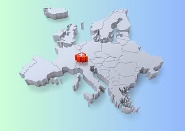 3D Map of Europe with Switzerland