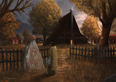 Scandinavian Village: Father & Son Visit Grave of Grandfather