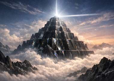 Mountain Pyramid in the Clouds
