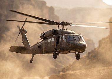 Military Helicopter in Flight