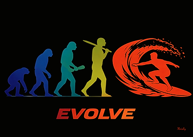 Evolution of Surfing – Evolve Motion Silhouette