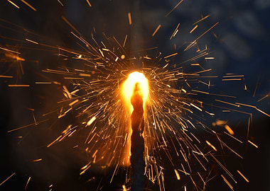 Sparkler with bright sparks