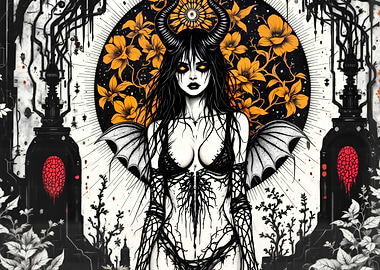 Floral Devil Woman