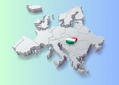 3D Map of Europe with Hungary