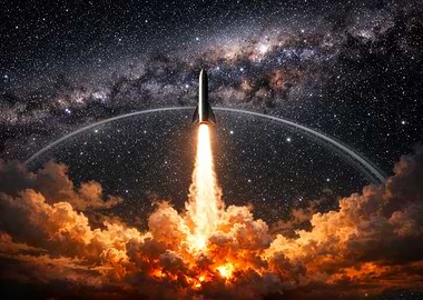 Rocket Launching into Space with Rings