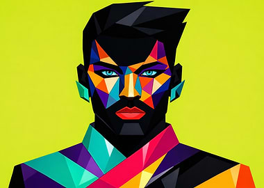 Geometric Portrait with Bright Colors