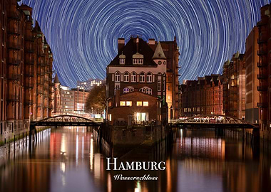 Hamburg Wasserschloss Star Trails at Night