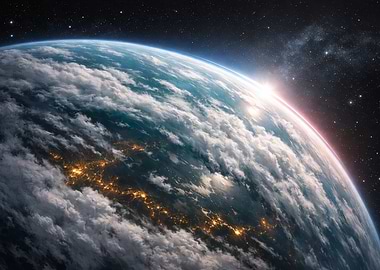 Earth from Space with City Lights