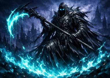 Grim Reaper with Scythe in Dark Fantasy